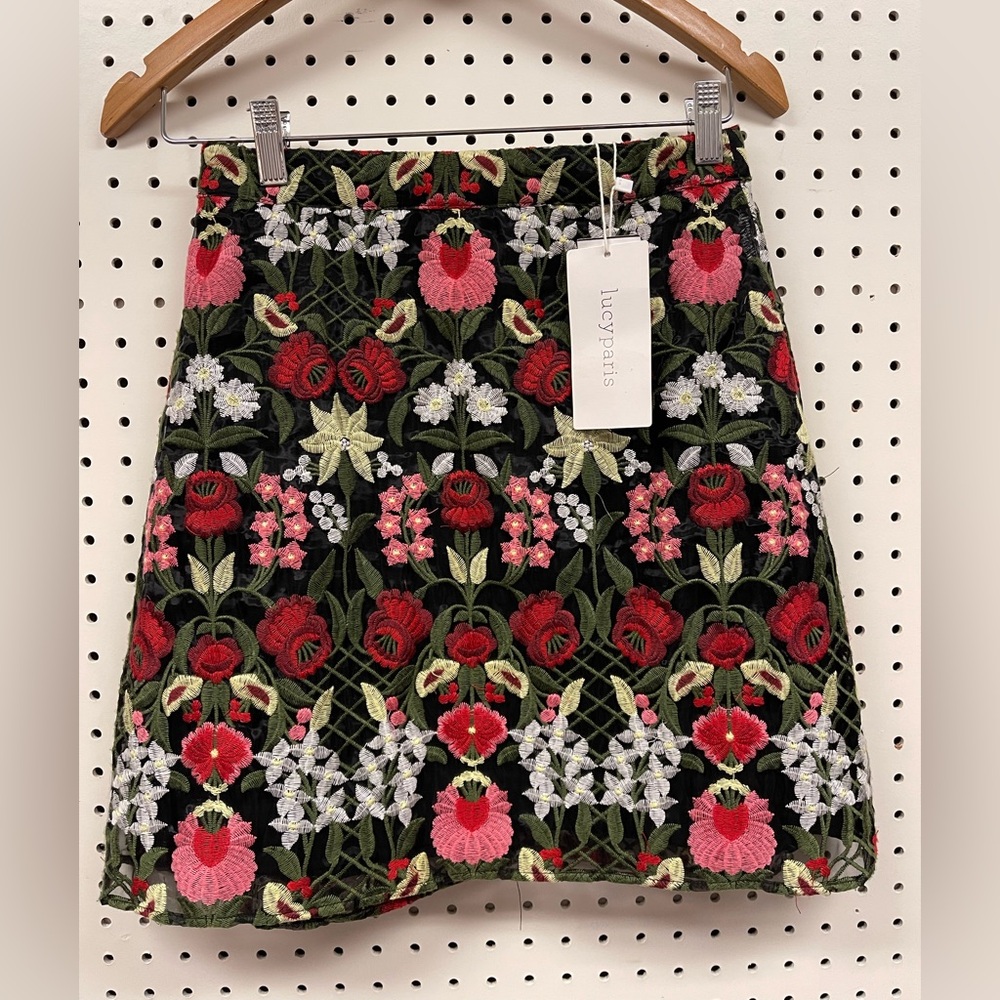 Lucy Pink and Cream Embellished Mini A-Line Skirt